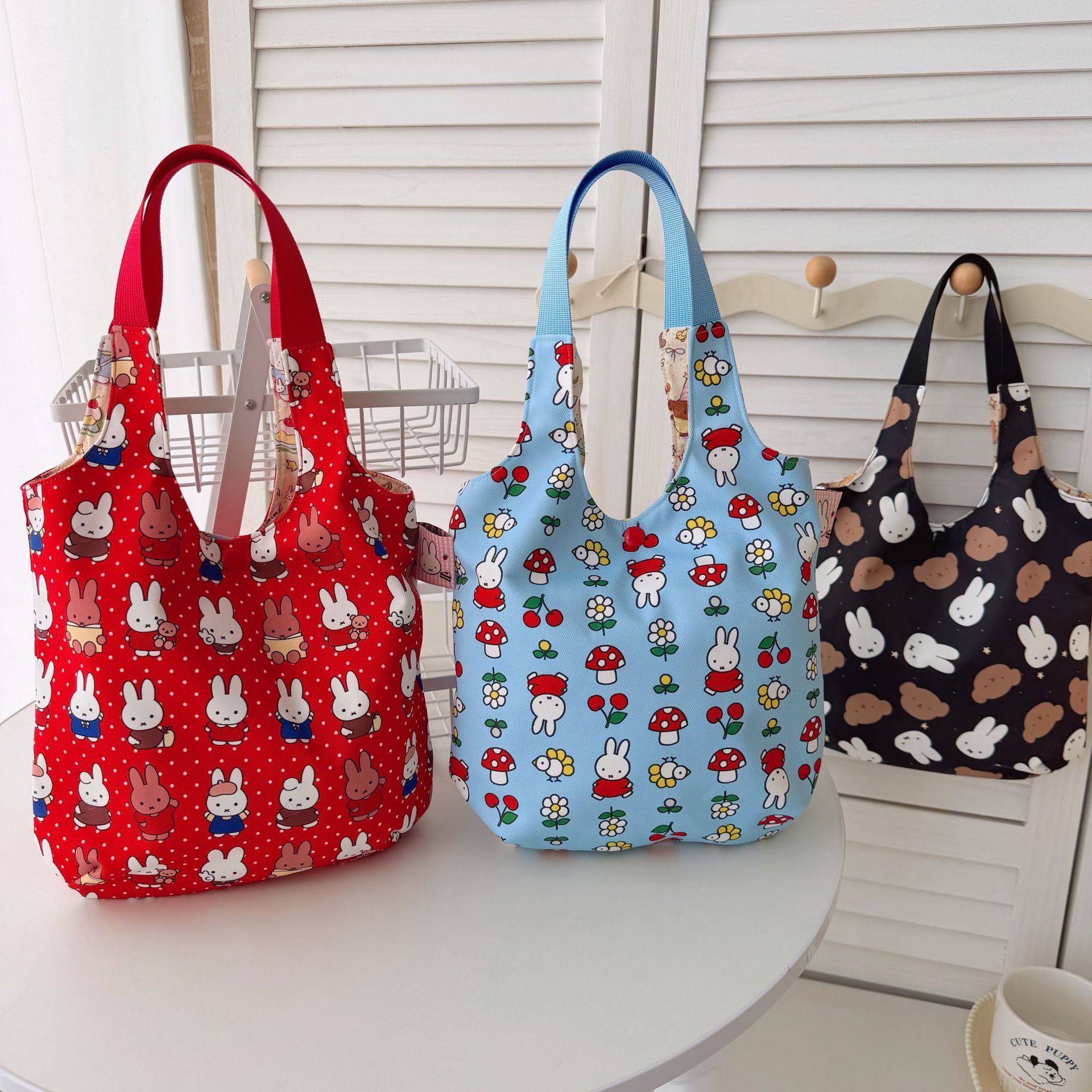 Good Floral & Wedding Decor Supply Photos - Niedliche Miffy-Kaninchen-Tragetasche, Cartoon-Hasen-Blumenmuster, große Kapazität, Schulterhandtasche
