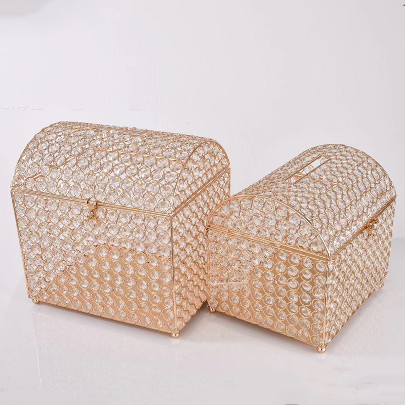 Wedding Card Box - Hochzeitskartenbox Gold Kristall-Schatztruhe Strass-Geldgeschenkbox Hochzeitsfeier Tischdekoration